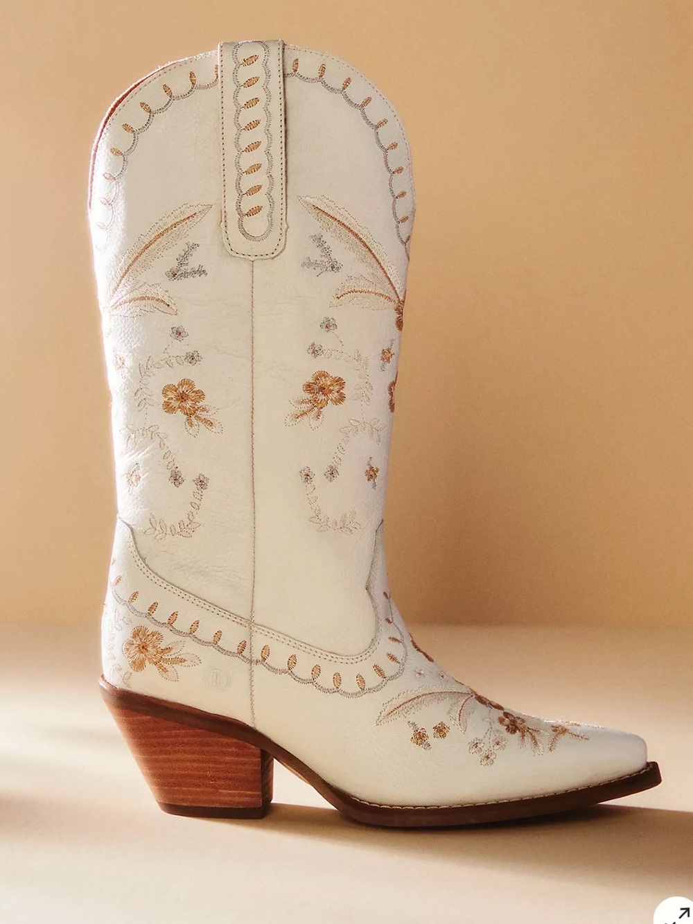 NWB Dingo 1969 Bloom Leather Cowboy Boots white 7